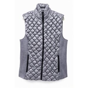 Marc New York Silver Quilted Puffer Vest Ribbed Sides Women's XL